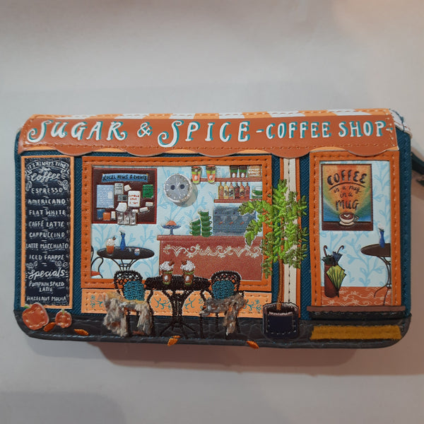 Sugar and Spice coffee shop - Vendula London - Medium ziparound Wallet